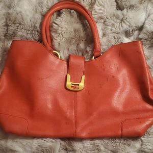 Fendi Auth Red Leather Handbag
